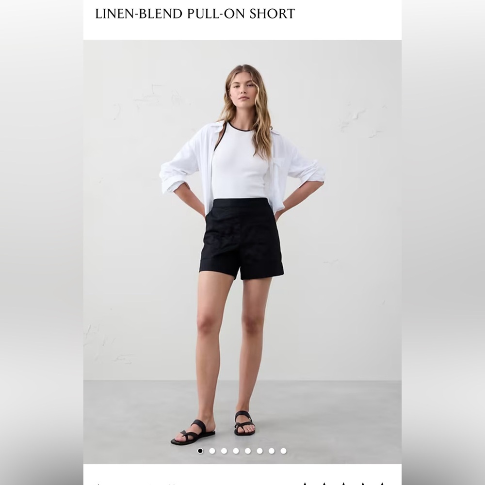 Banana Republic Women’s Black Linen-Blend Pull-On Shorts High Waisted